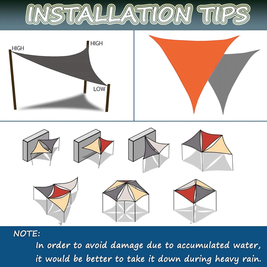 Tenda parasole a vela impermeabile per esterni, per patio, giardino, cortile, piscina, garage coperto, protezione UV, tessuto durevole