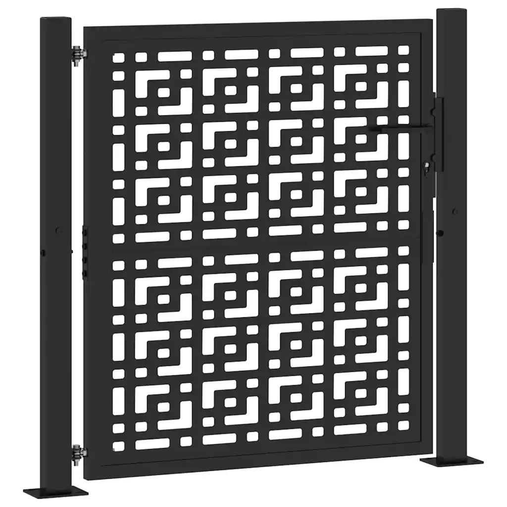 Cancello da giardino nero 100x100 cm in acciaio con design a croce 4100999