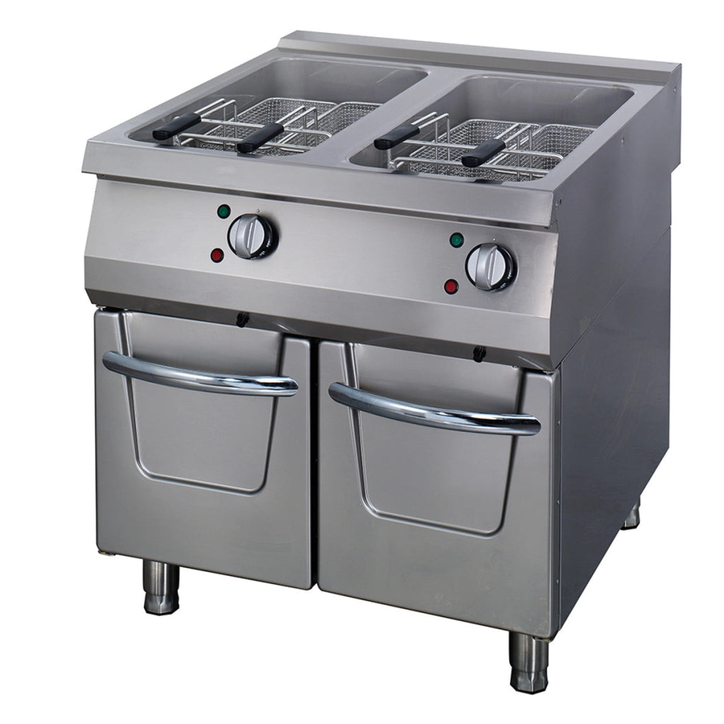 Premium Friggitrice - 2 x 22L - Unità Doppia - Profondità 90cm - con Rubinetto di Scarico - Elettrico