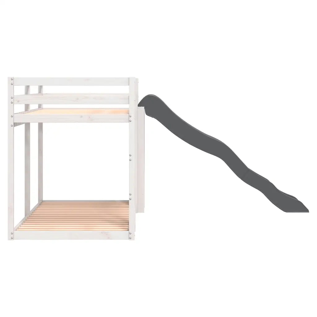 vidaXL Letto a Castello Scivolo e Scala Bianco 90x200 cm Legno di Pino