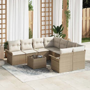 Set Divano da Giardino 9 pcs Beige e Crema polyrattan 3353970