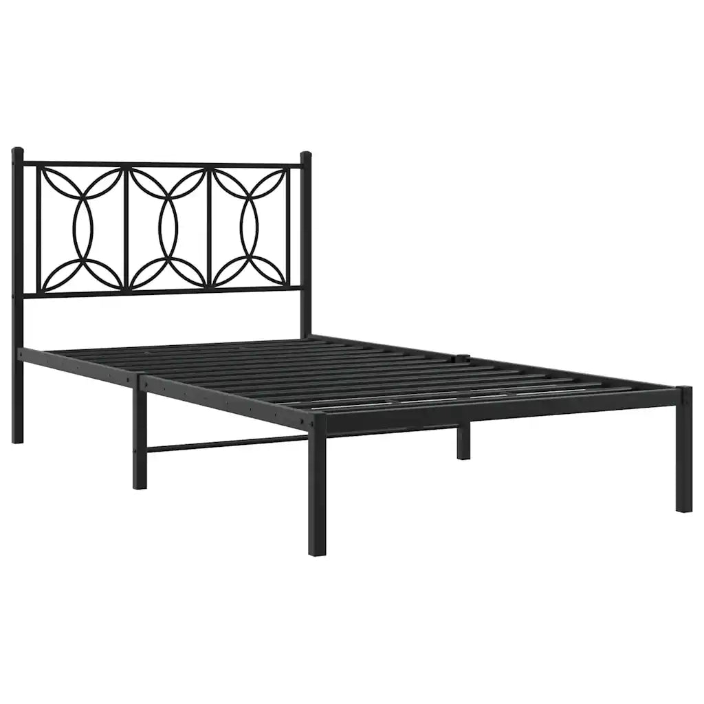 Giroletto con Testiera in Metallo Nero 107x203 cm