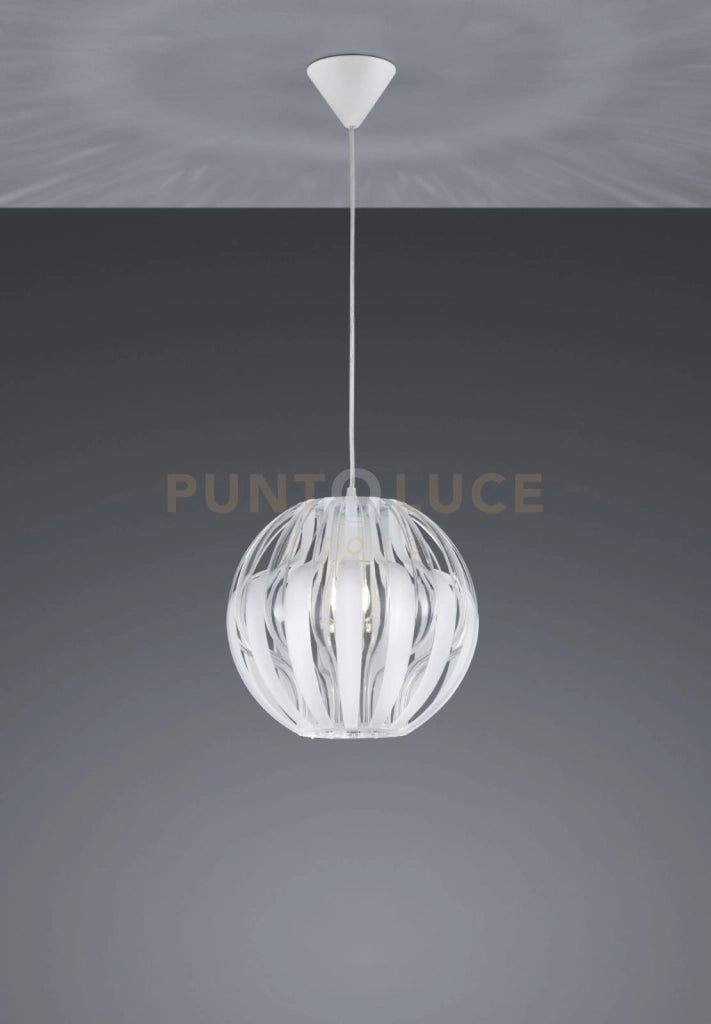 PUMKIN SOSPENSIONE LISTELLI METACRILATO TRASPARENTI E BIANCO 3 POSSIBILITA' DI FORME D. 30CM 1 LUCE ATTACCO E27