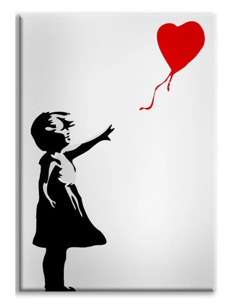 Banksy - Girl with Balloon - Quadro Canvas su telaio in legno Misura: 100x140 cm
