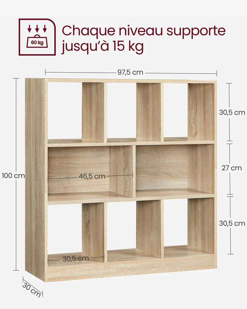Libreria aperta mensola portaoggetti indipendente dimensioni: 97,5 x 30 x 100 cm beige 12_0004278