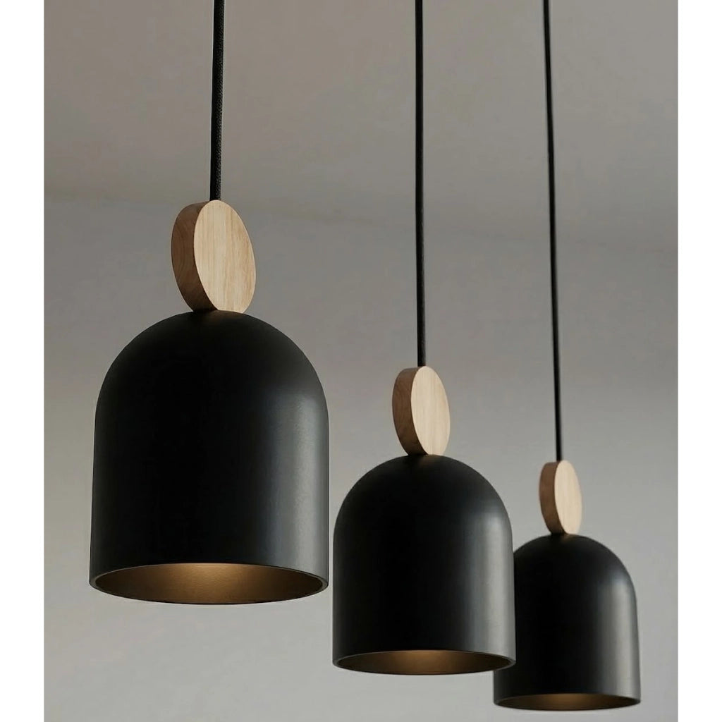 Lampada a sospensione Mesi in acciaio nero opaco