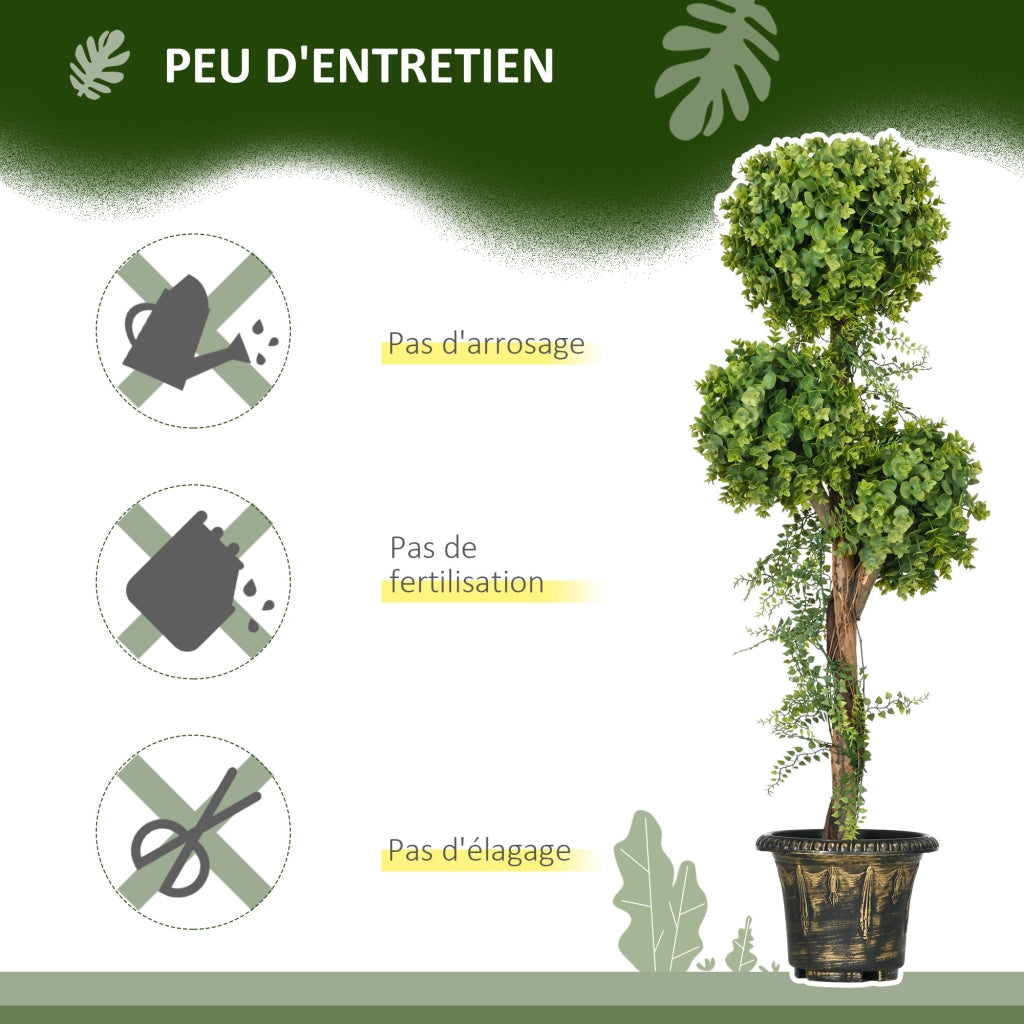 Albero Artificiale 3 Sfere Buxus con Vaso Cemento ¨C Zephmum ¨C Verde 115 cm