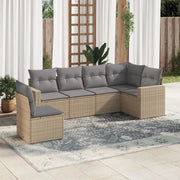 Set Divano da Giardino 6 pz con Cuscini Beige in Polyrattan 3219019