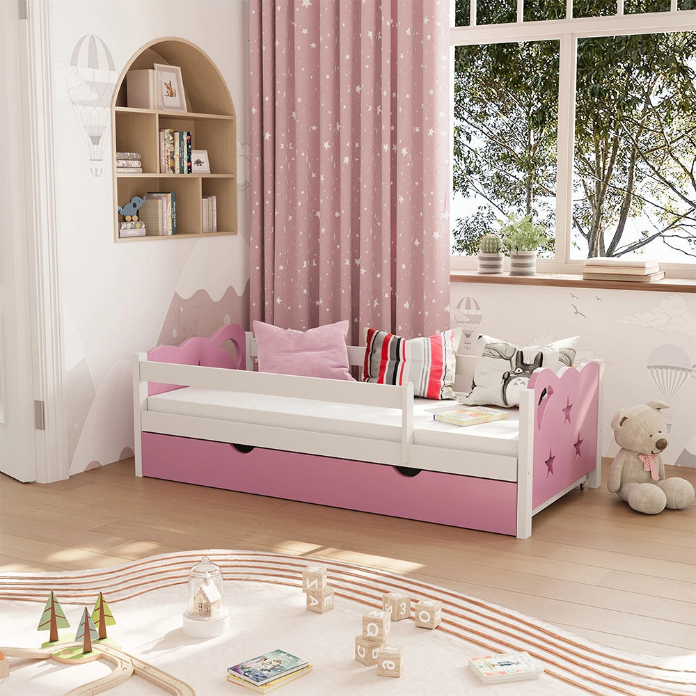 Vitalispa Letto per bambini Rosa/bianco 80x160 cm con cassetto e materasso