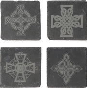 Set di 4 piedini con simboli celtici | Piedini per bicchieri | Piedini per bicchieri e tazze | Motivi mistici | Laser incisione di alta qualità | Idea regalo vichingo | Set regalo di piedini