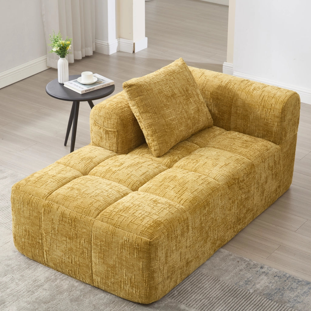DIVANO Chaise longue 158x90x60 cm Chenille giallo con cuscino