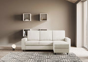 Divano sakar 3 posti (tre sedute da 60cm) + pouf misure esterne l.208 p.155 | latte - Mobili 2G
