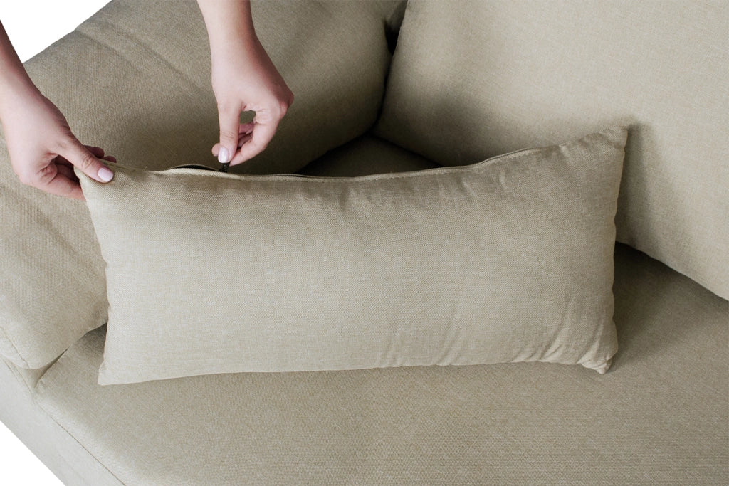 Divano angolare 3 posti con chaise longue destra tessuto beige - Washington - DI-WA11FBC-CLDX