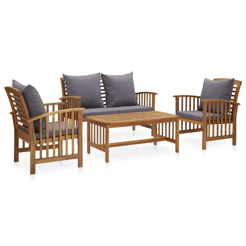 Set Divani da Giardino 4 pz con Cuscini in Massello di Acacia 3057979