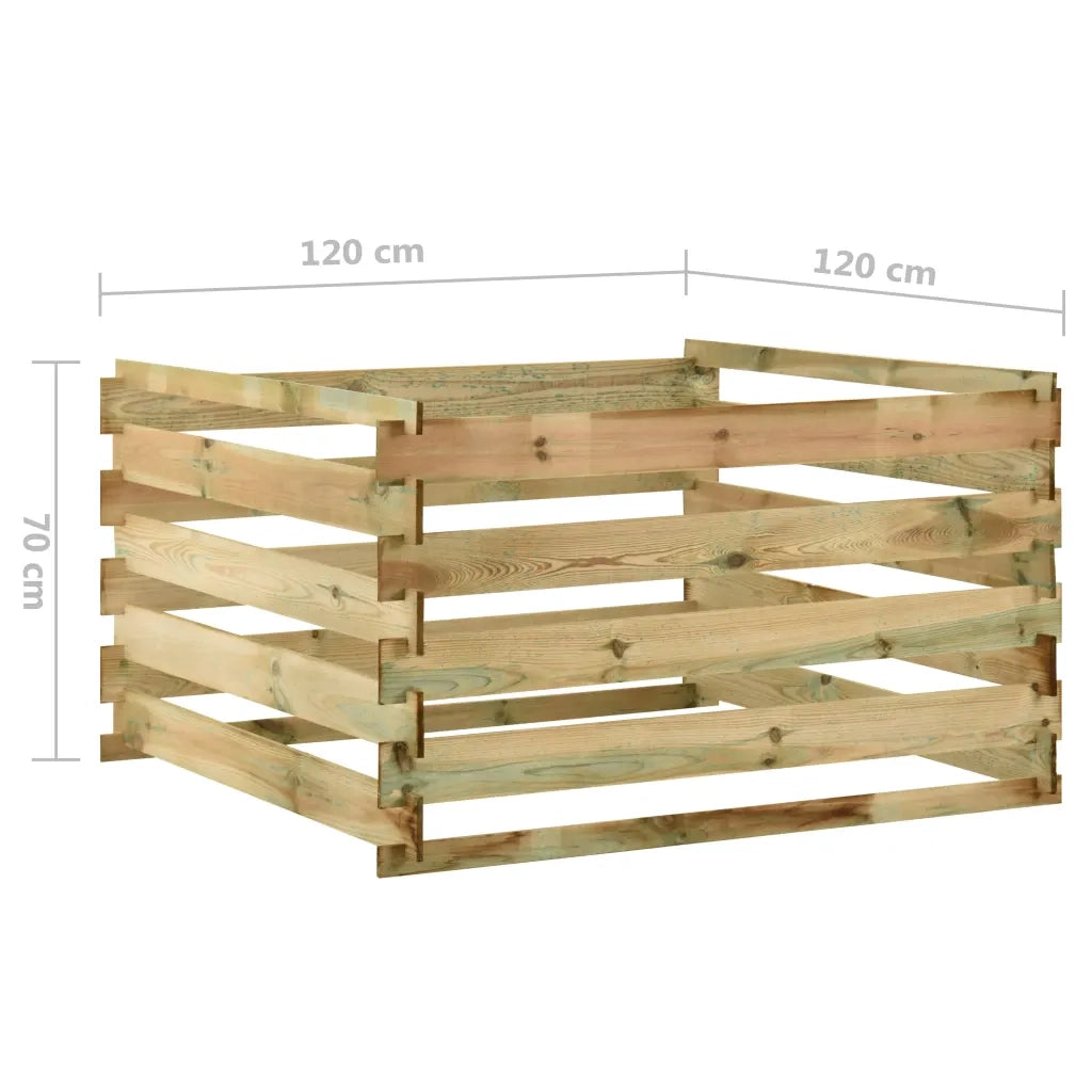 Compostiera da Giardino a Doghe 120x120x70cm in Pino Impregnato cod mxl 53353