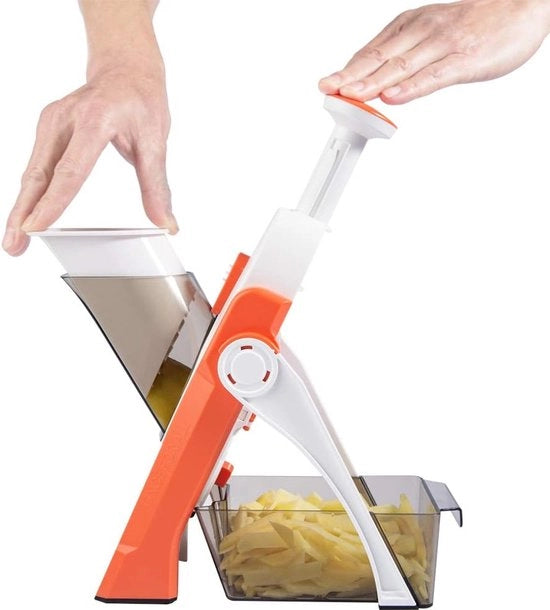 Slicer Multifunzione 5 in 1 per Verdure, Strisce Julienne Tagliafoglie Adattabile per Diametro 0,1-8 mm per la Cucina, Preparazione Rapida dei Pasti (arancione)