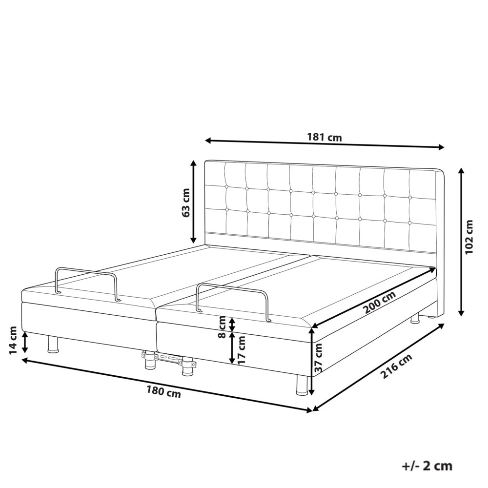 Letto Tessuto Grigio Chiaro Elettrico Regolabile con Telecomando 180 x 200 cm