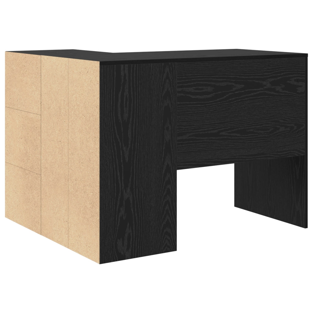 Scrivania Angolare Rovere Nero 102x88x75 cm Legno Ingegnerizzato