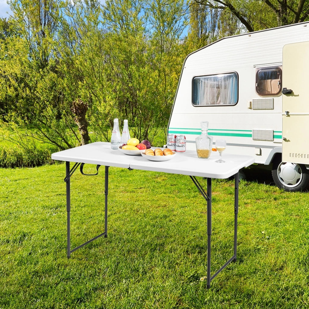 Tavolo pieghevole multiuso con 3 altezze regolabili, Tavolo multiuso design con chiusura-Tavoli e sedie da campeggio