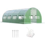 Serra per piante da giardino con 10 finestre avvolgibili 2 porte con cerniera, Serra tunnel per orto Verde-Serre da giardino