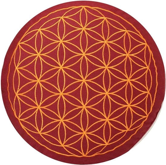 Cuscino di Meditazione/Yoga con Bordatura 33x15 cm (Posizione Seduta Elevata per Principianti/Avanzati) Riemedato con Spelta, Lino e Tessuto 100% cotone