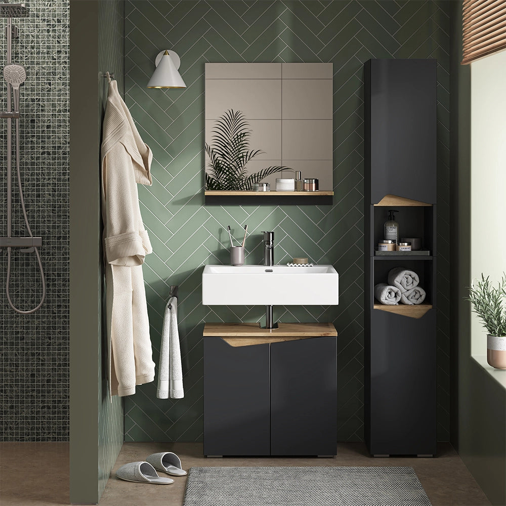 Vicco Combinazione di mobili da bagno Antracite 3 parti, con colonna