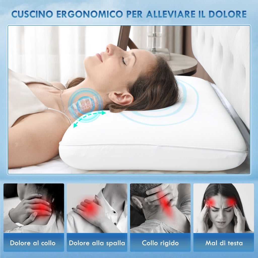 Cuscino Memory Foam a Rimbalzo Rapido con Copertura Rimovibile e Lavabile. 60x40x10 cm. Bianco Crema