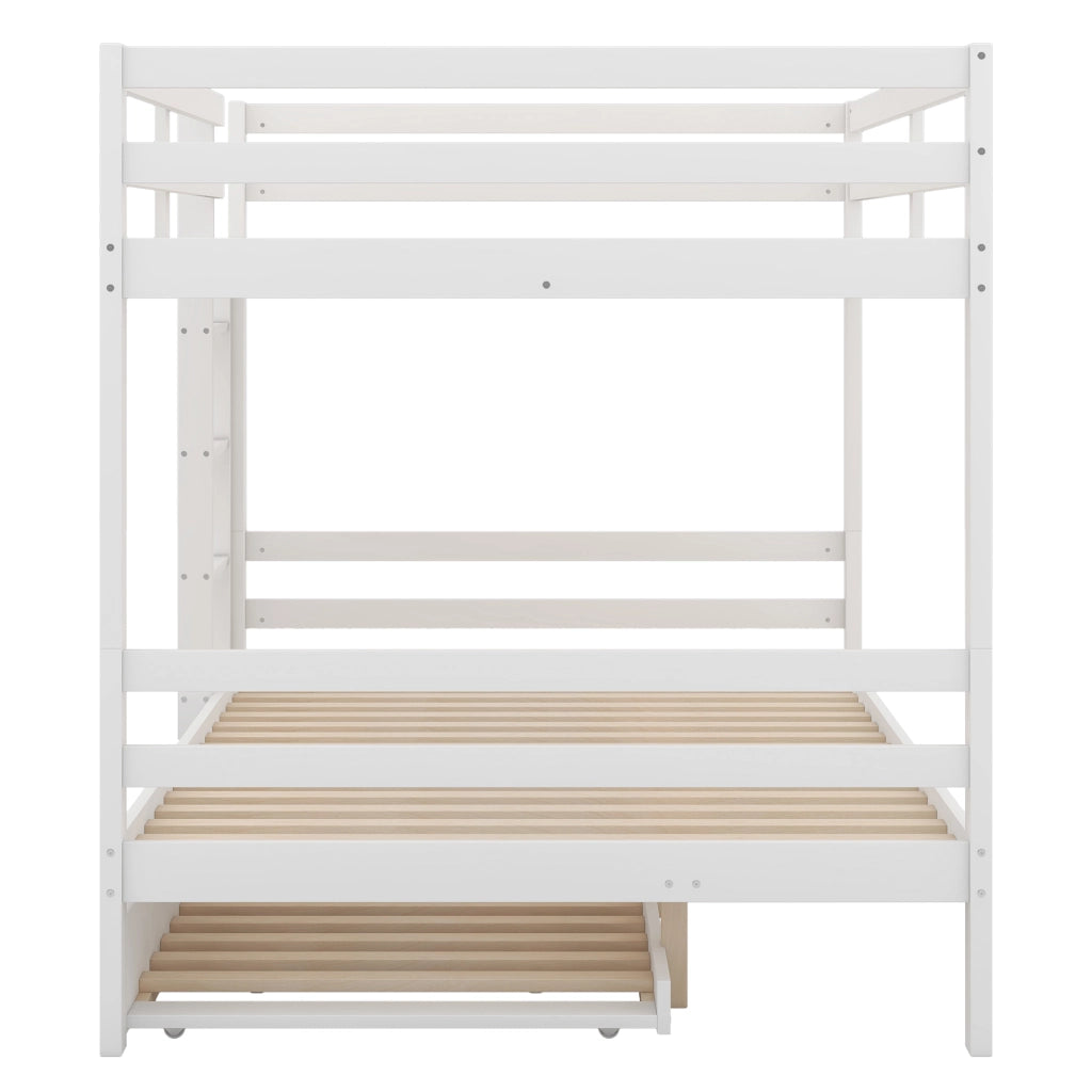 LETTO a castello 140x200 cm con letto estraibile in pino e MDF bianco