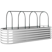 Orto Rialzato e Fioriera con Graticcio e Serra 200x60x103 cm in Metallo Galvanizzato Argento