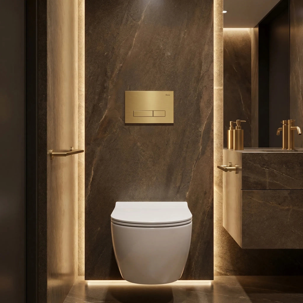 Set Telaio Da Incasso Per Wc Slim 024n Con Pulsante Hd Gold