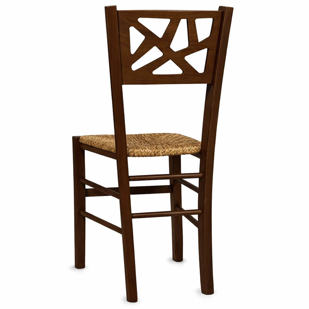 Sedie sala da pranzo Sissy set da 2 in paglia noce scuro con seduta in paglia