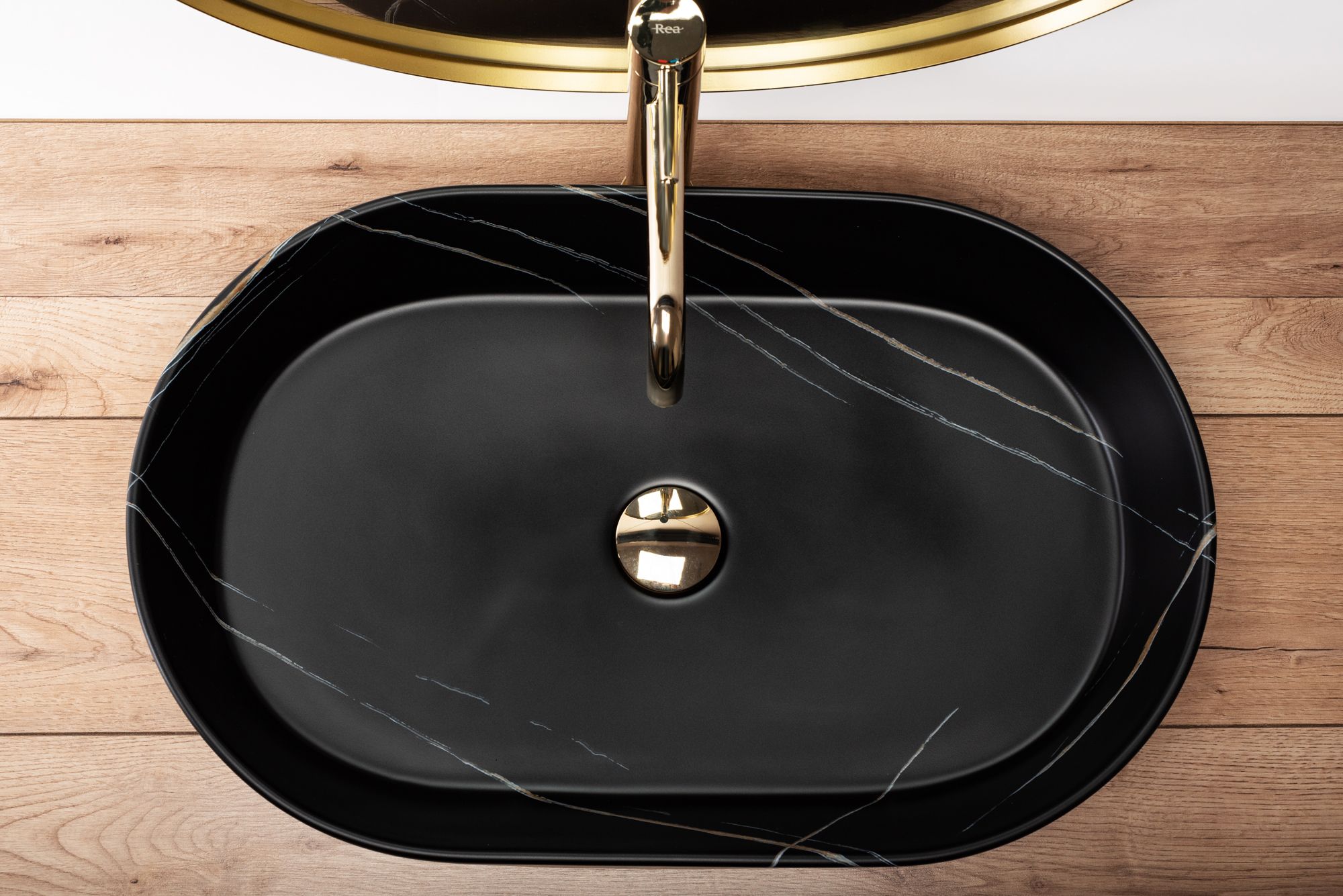 Lavabo Da Appoggio In Ceramica Rea Nadia Stone Black Matt