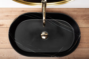 Lavabo Da Appoggio In Ceramica Rea Nadia Stone Black Matt