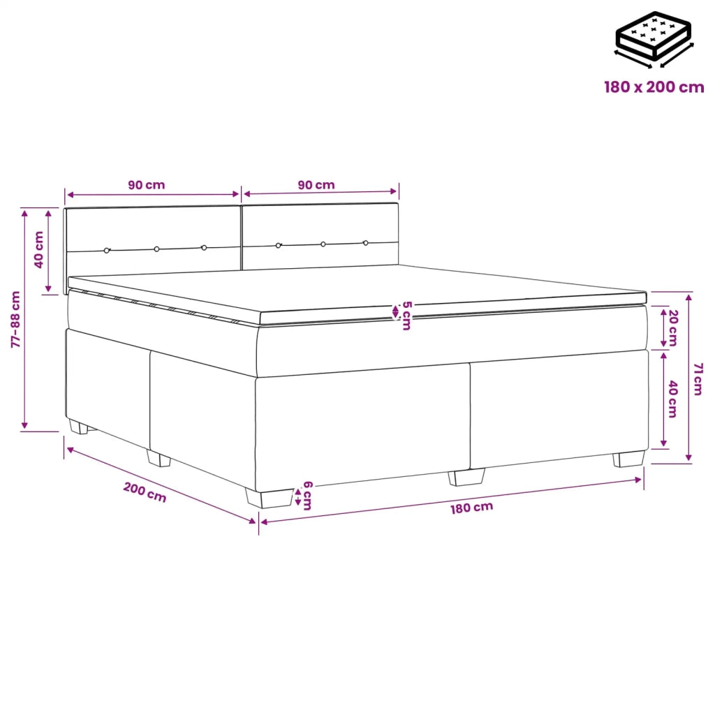 Letto box spring con materasso Marrone Scuro 180 x 200 cm 3450540