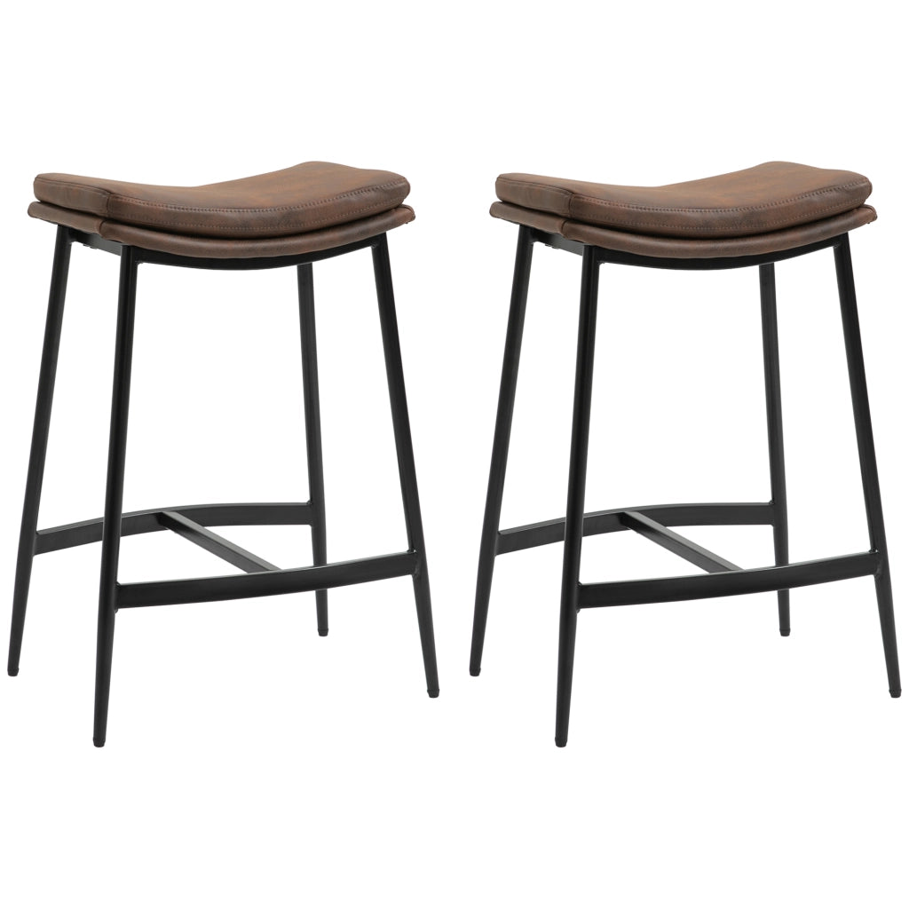 Sgabello da Bar ¨C zephmum ¨C Marrone e Nero 48.5x38.5x68.5 cm