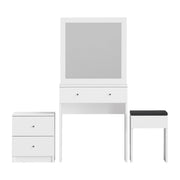 Set da toilette in legno "Nice" - 65 x 35 x 139 cm - Bianco