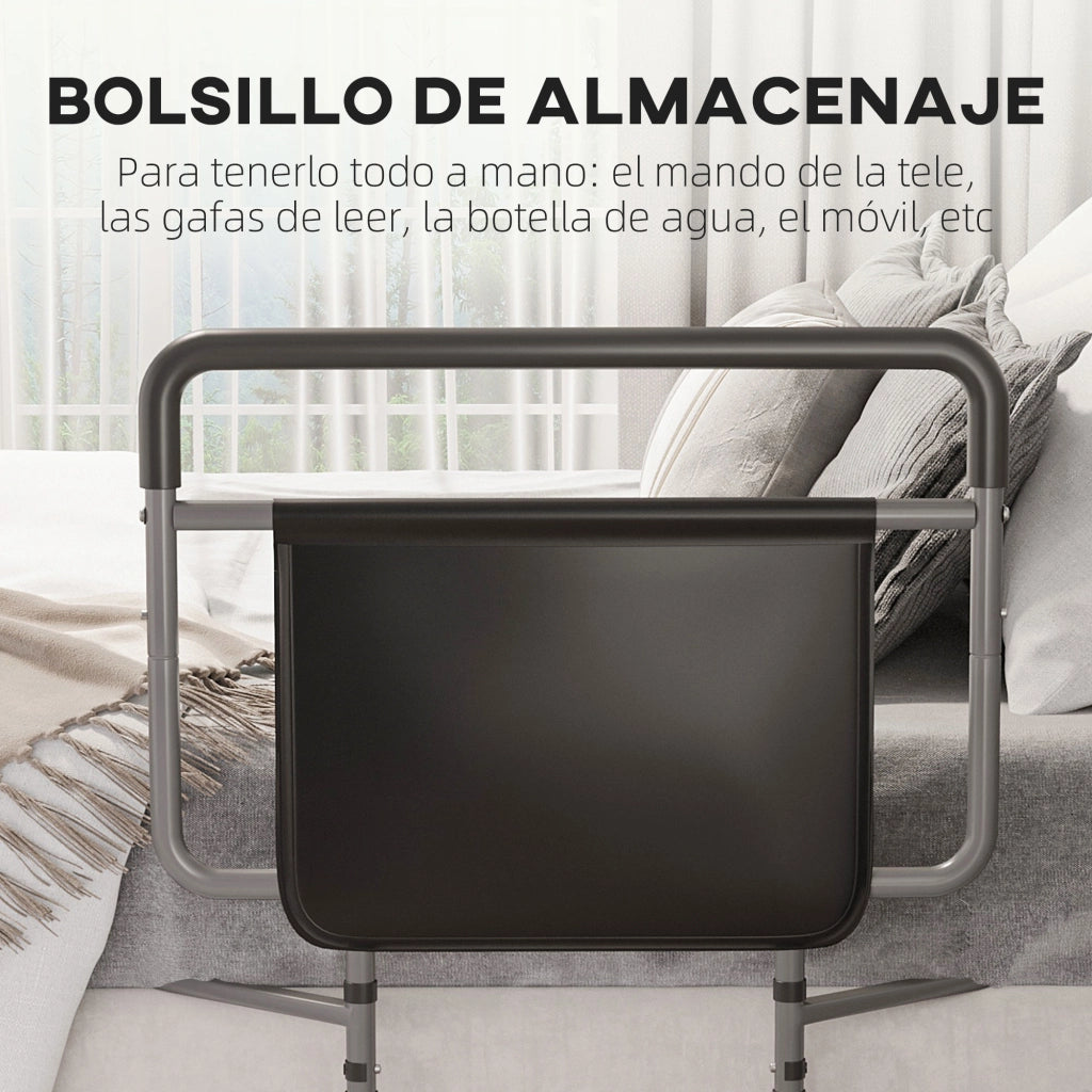 Letto con Barandilla e Contenitore Regolabile in Altezza ¨C Zephmum ¨C Grigio 71x61x86-104 cm