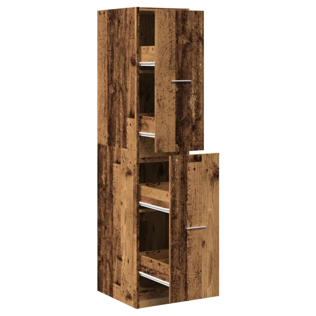 Mobiletto da farmacia pratico e multifunzionale 30 x 41 x 144 cm design vintage legno composito finitura effetto legno anticato 02_0050626