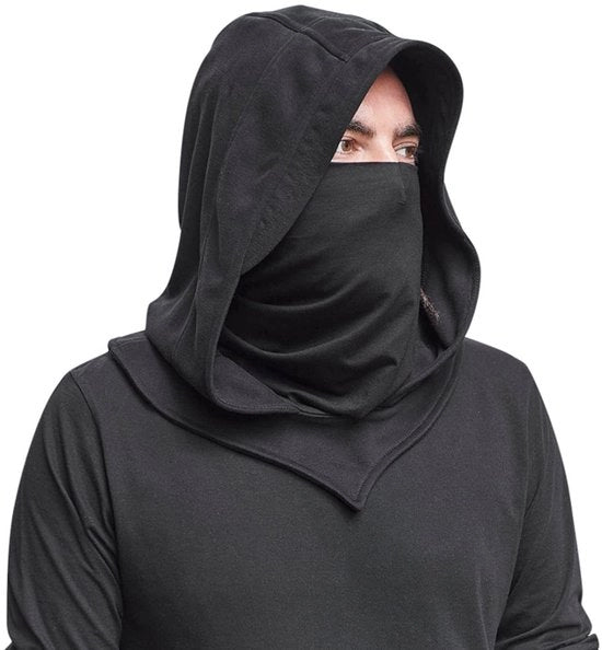 Bivacco con cappuccio, cappuccio con visiera, cappuccio medievale con velo, cappuccio bivacco impermeabile, protezione facciale respirocitante, cappuccio impermeabile con cappuccio anti-gocce, cappuccio bivacco con cappuccio