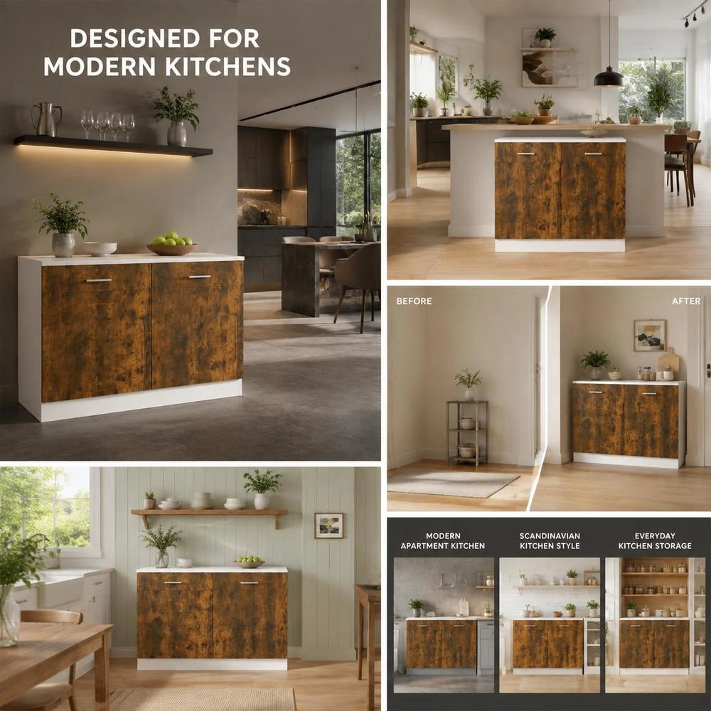 Sink Base Cabinet Lyon Smoked Oak 80x46x81.5 Cm Wood-based Material