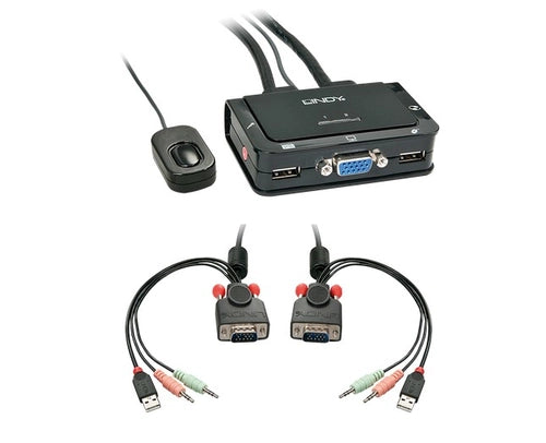 Lindy 42342 switch per keyboard-video-mouse (kvm) nero
