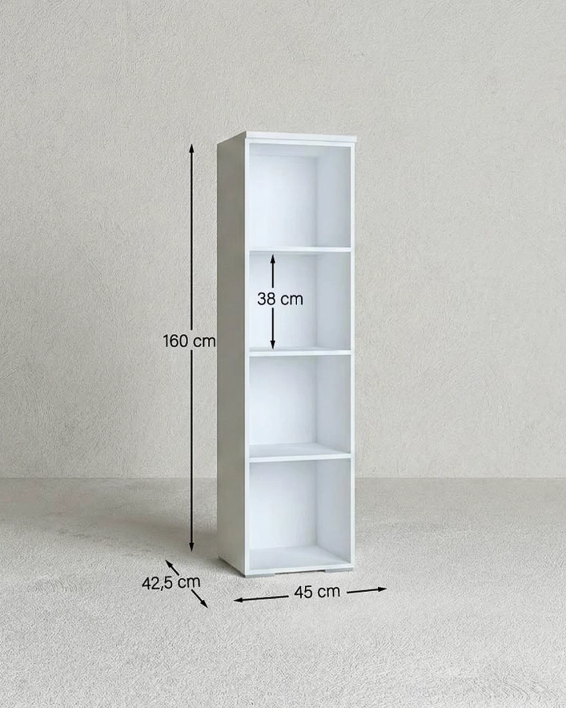 Armadio ufficio Detroit - Mobile archivio - 3 mensole incluse - L. 45 x H. 160 x P. 42,5 cm – Bianco_