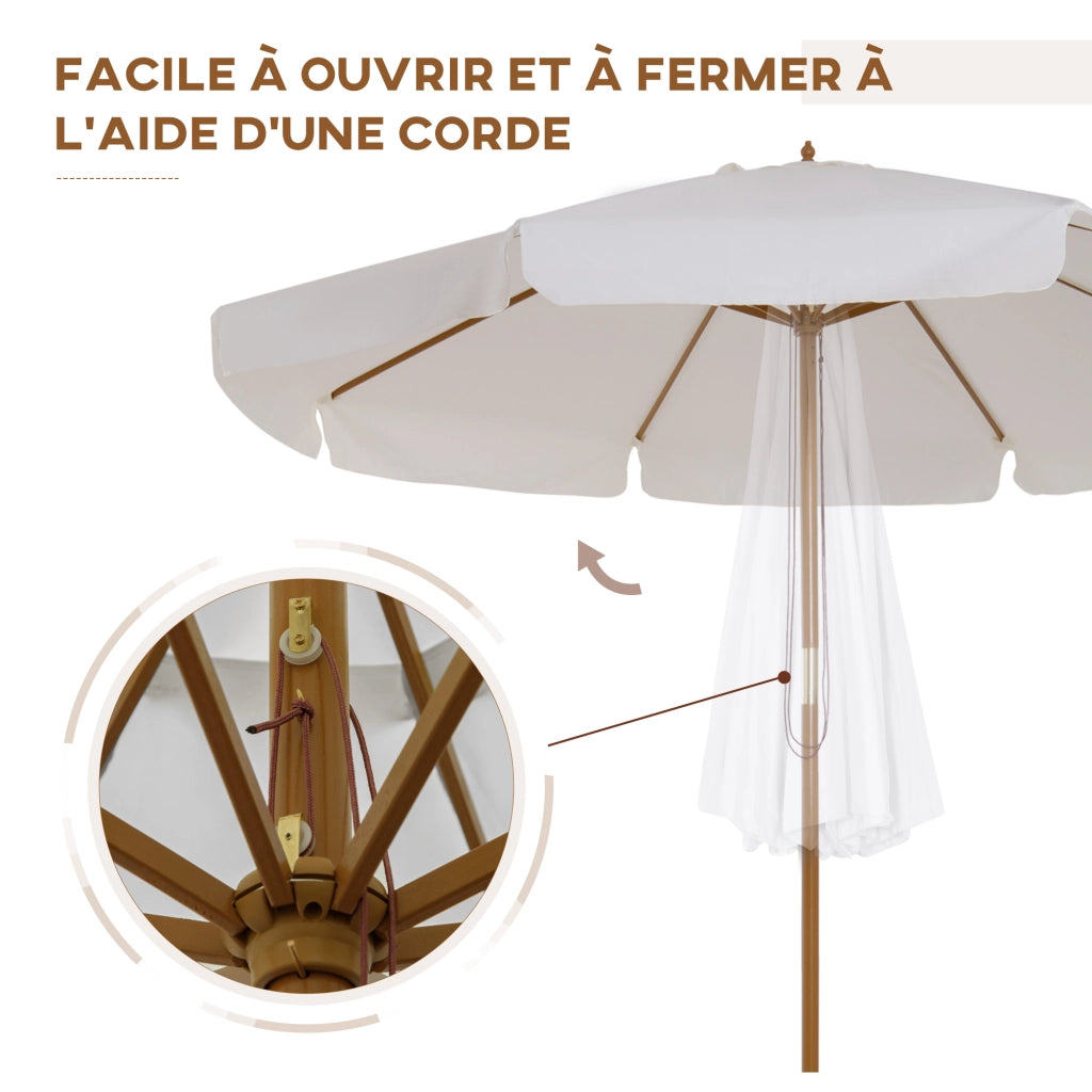 Ombrellone da giardino rotondo grande in bamb¨´ ¨C zephmum ¨C crema ? 3 m