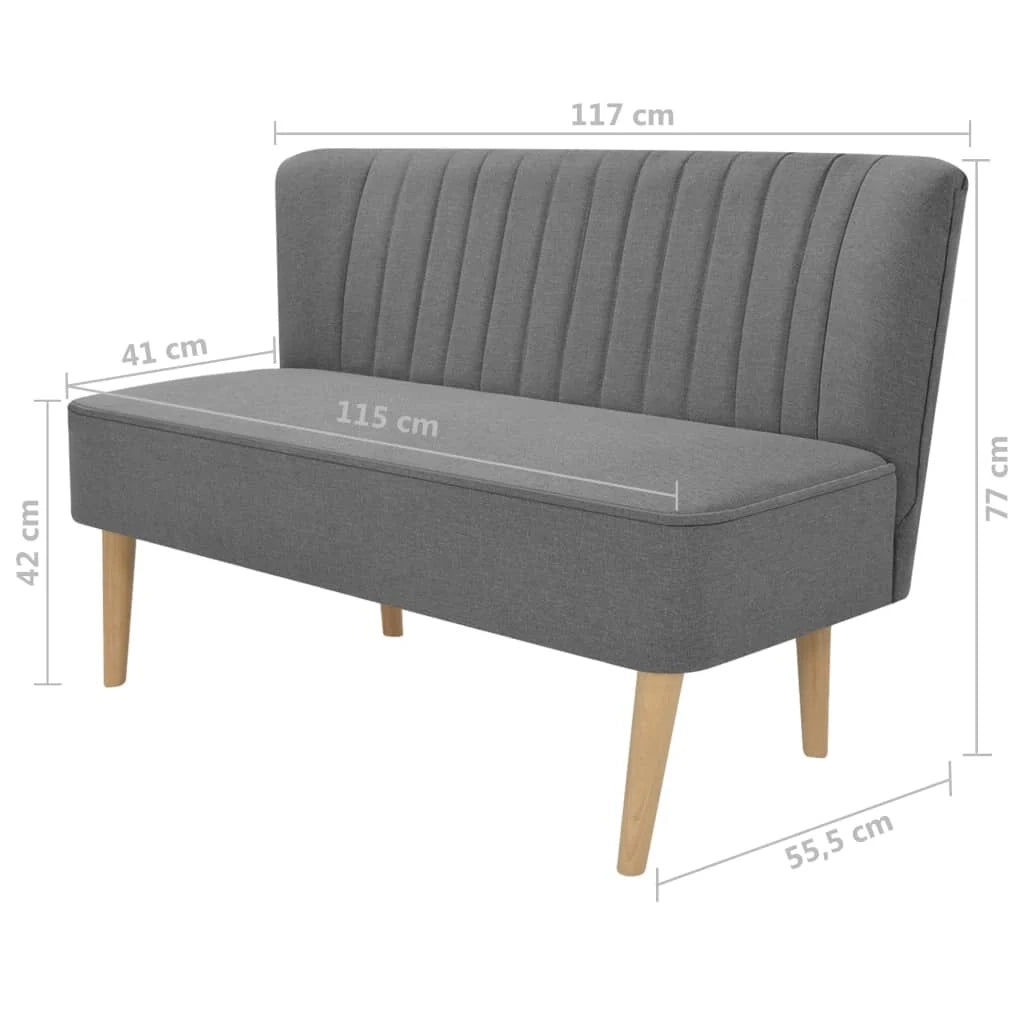 Divano 117 x 55,5 x 77 cm tessuto grigio chiaro 02_0019481