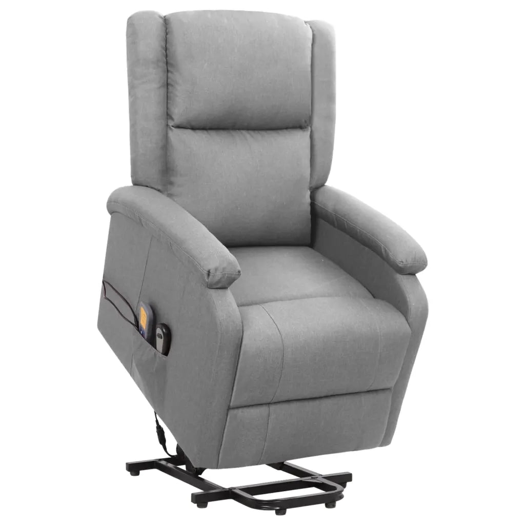 Poltrona Alzapersona Massaggi Reclinabile Grigio Chiaro Tessuto cod mxl 31661