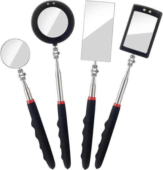 Set di specchi telescopici a LED per l'ispezione - 4 pezzi - per veicoli - attrezzi manuali - ispezione - piccoli componenti.