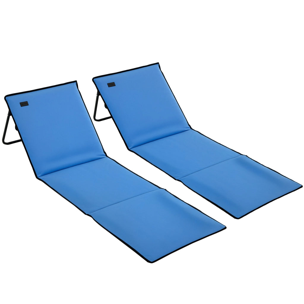 Set 2 Tappetini Pieghevoli da Spiaggia con Schienale ¨C zephmum ¨C 142x51x40 cm Blu
