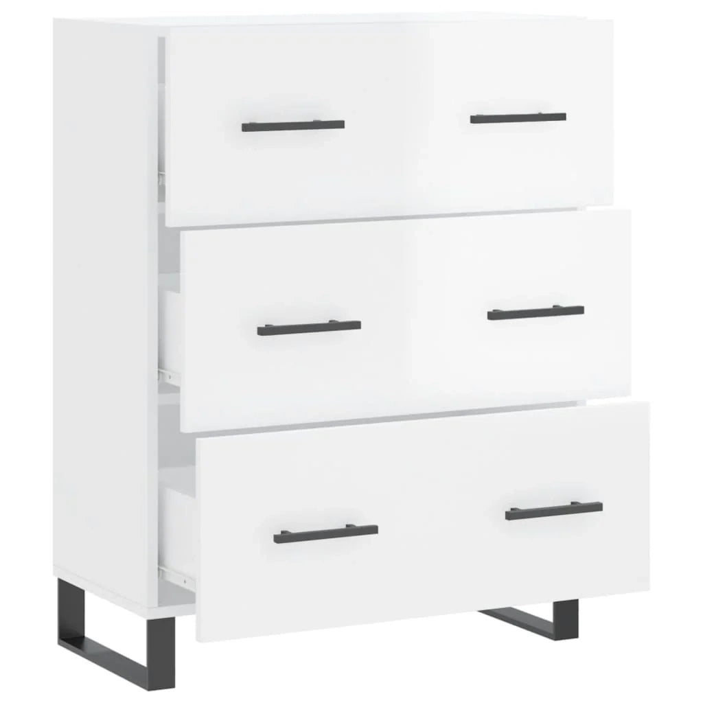 Buffet credenza cassettiera mobiletto mobile contenitore organizer per cucina soggiorno finitura lucida 69,5 x 34 x 90 cm legno ingegnerizzato bianco 02_0030703