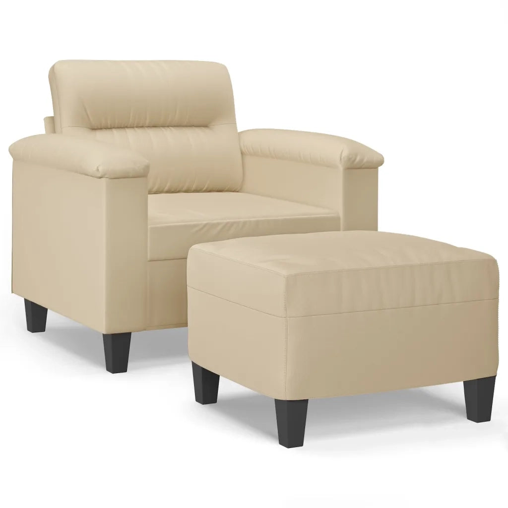 Poltrona | Sedia Relax con Poggiapiedi crema 60 cm in Tessuto Microfibra