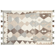 Tappeto in lana multicolore fatto a mano con motivo a spina di pesce 160 x 230 cm soggiorno camera da letto